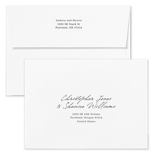 Elegant Mountain Monogram Save The Date Card Envelopes Dark Green White Both Recipient and Return Addresses Signature Standard