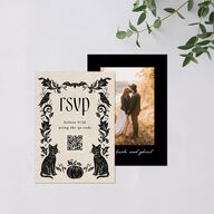 Spooky Halloween Nouveau QR Code RSVP Cards Linen Signature Standard