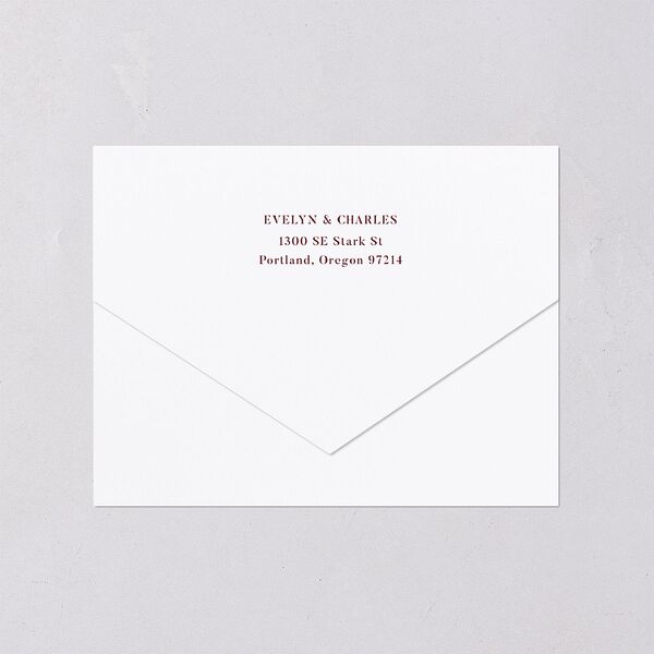 Whimsical Hand Drawn Bow All-in-One Wedding Invitations Burgundy Signature Light Both Recipient and Return Addresses No