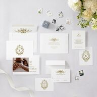 Ornate Vintage Crest Save The Date Cards Umber Signature smooth Blank No Standard