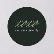 Classic Joyful Greeting Holiday Stickers Hunter Green Circle