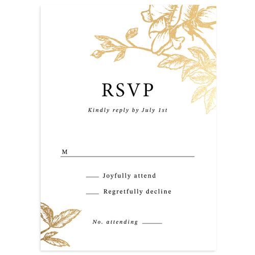 Botanical Luxury Foil Wedding Response Cards Licorice Gold Signature Standard