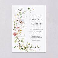 Delicate Wildflower Wedding Invitations Peach Pink Signature Blank No Standard