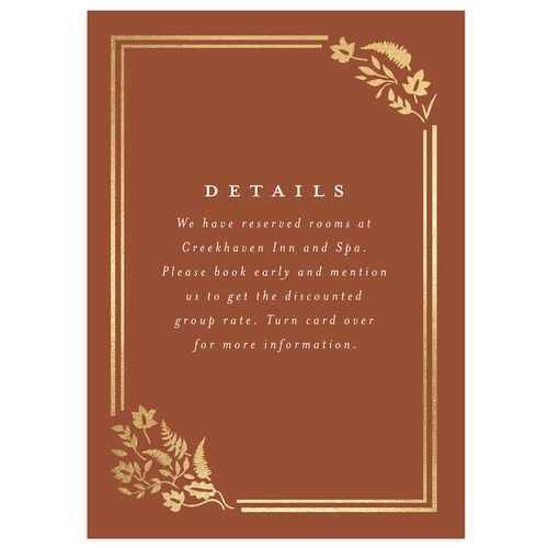 Rustic Kingdom Wedding Event Detail Cards Gold Copper Signature Standard