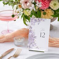 Monochrome Blooms Table Numbers Gold Sheer Lilac Signature