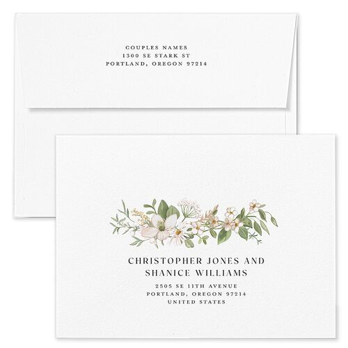 Whimsical Wildflower Garden Wedding Invitation Envelopes Linen Blue Both Recipient and Return Addresses Standard Signature
