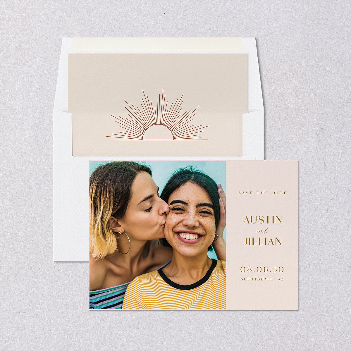 Modern Romantic Save The Date Cards Chestnut Signature smooth Blank No
