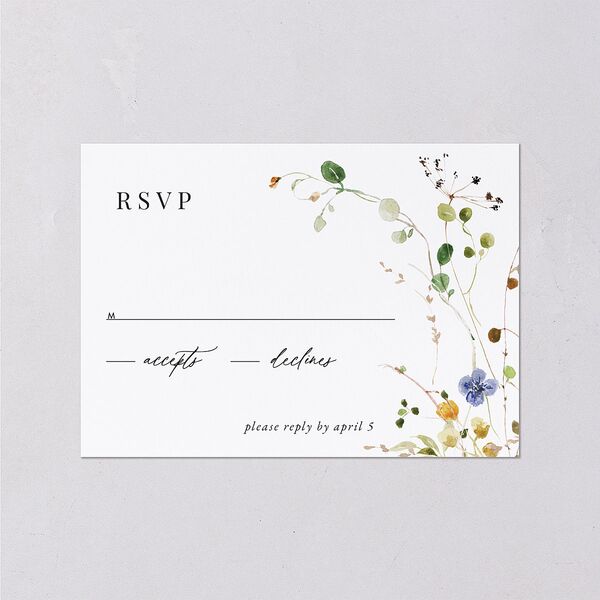 Delicate Wildflower Wedding Response Cards Pure White Signature Standard