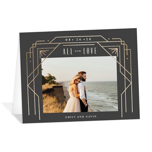 Vintage Deco Thank You Cards Gold Charcoal