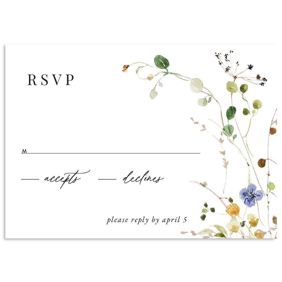 Delicate Wildflower Wedding Response Cards