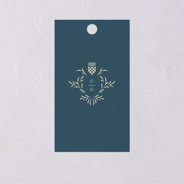 Tartan Crest Favor Gift Tags Moody Blue Signature