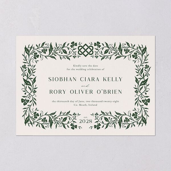 Celtic Knot Save the Date Cards Hunter Green Signature smooth Blank No