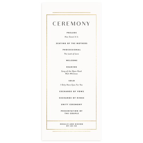 Refined Frame Wedding Programs Gold Snow Signature