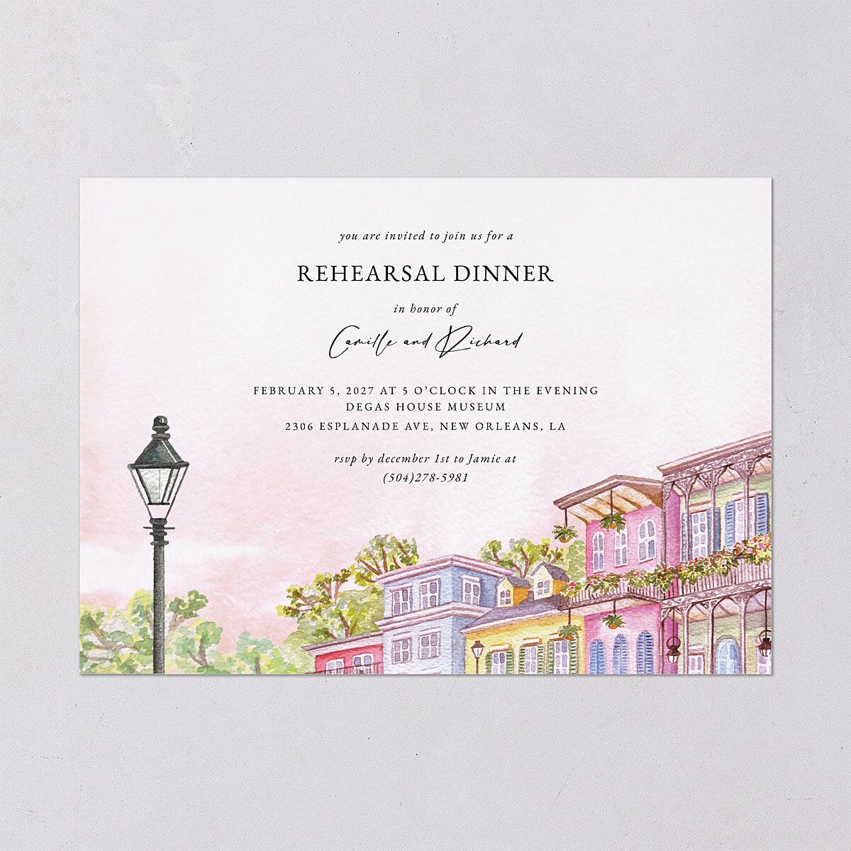 New Orleans Rehearsal Dinner Invitations — view 2