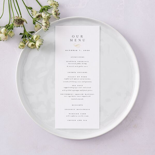 Flourishing Love Menus Gold Pure White Signature