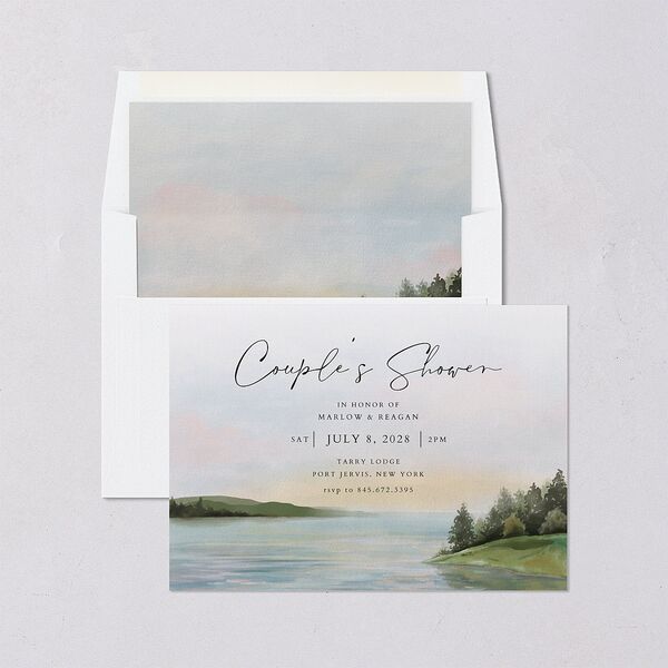 Rustic Reflection Bridal Shower Invitations Dusty Blue Signature Blank Standard