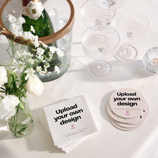 Upload Your Own Design Portrait Photo Wedding Day Coasters Pure White Cardboard Circle