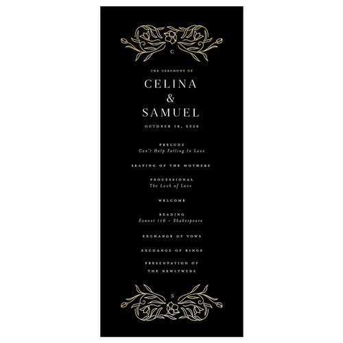Floral Opulence Foil Wedding Programs Gold Champagne Signature