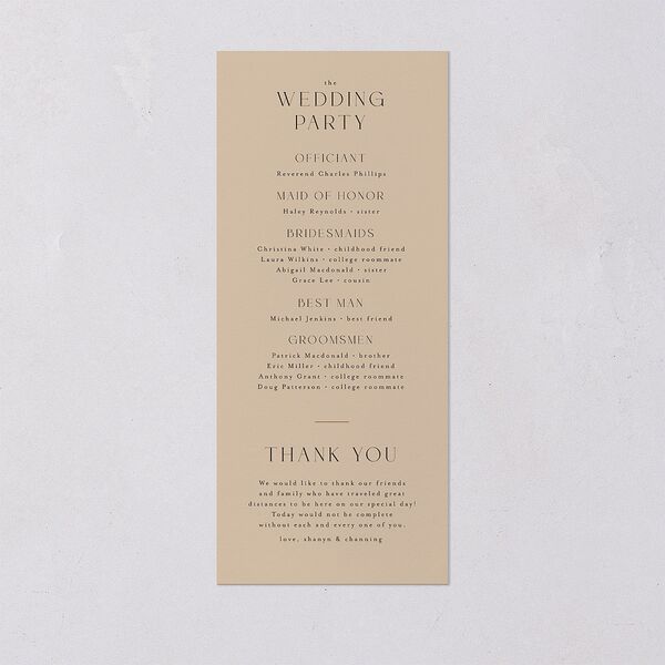 Nordic Folk Wedding Programs Latte Signature