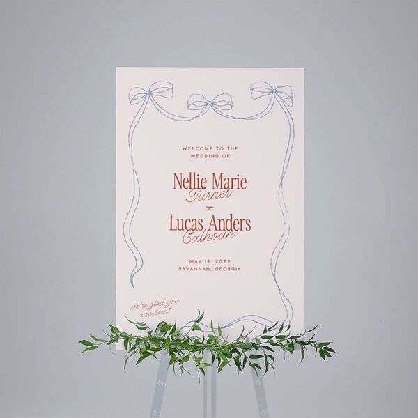 Modern Delicate Bows Standard Welcome Sign Large Jewel Red Standard Indoor Foam Core L Welcome