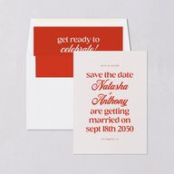 Modern Retro Type Save the Date Cards Scarlet Signature smooth Blank No Standard