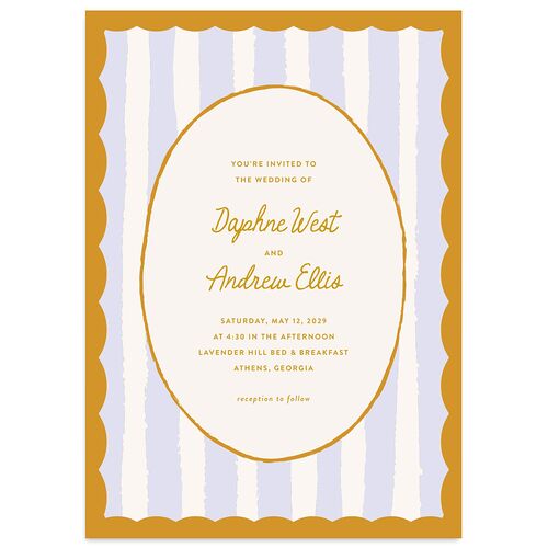 Eclectic Painted Stripes Wedding Invitations Umber Signature Blank No Standard