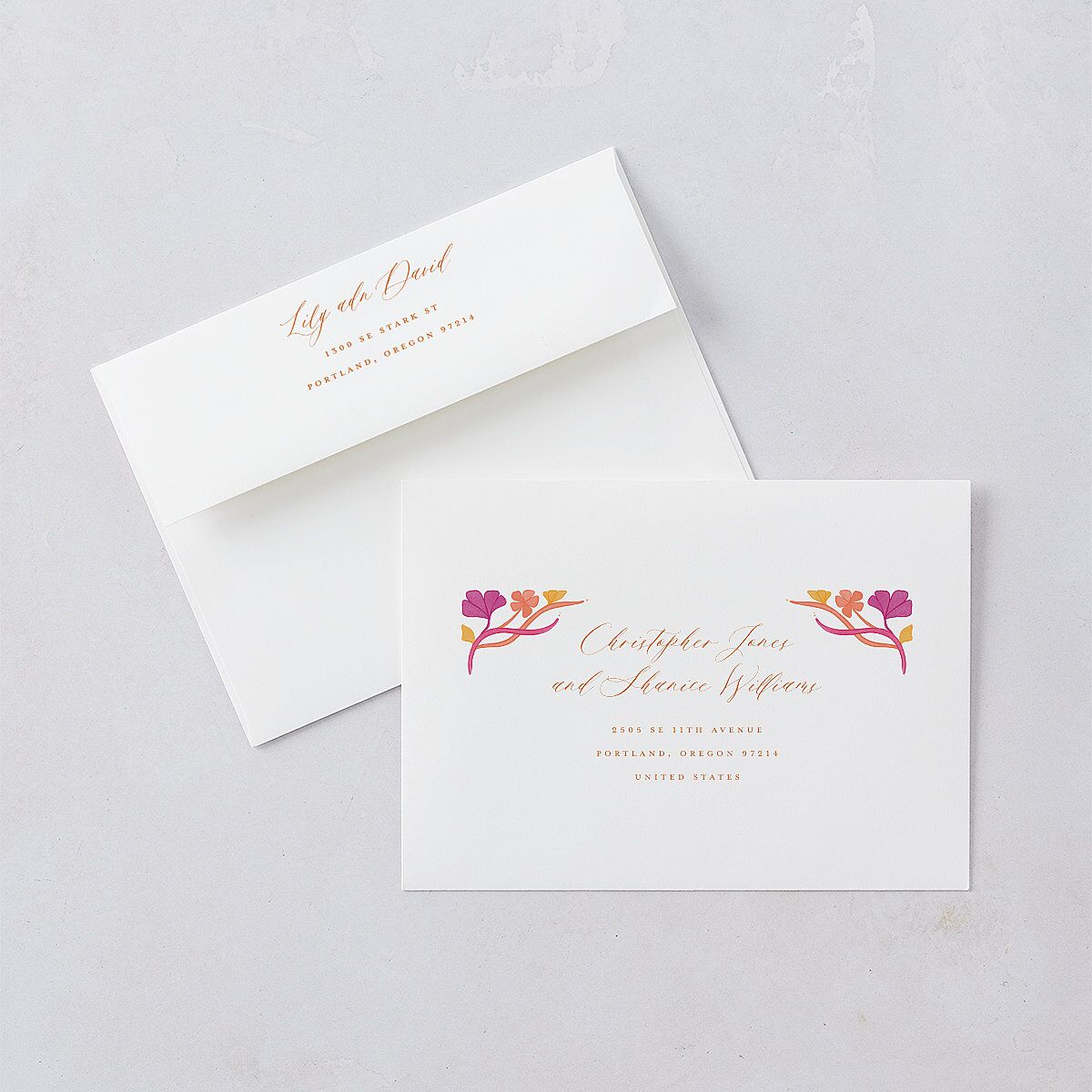 Indian Majestic Legacy Elephants Save The Date Card Envelopes White Mulberry Both Recipient and Return Addresses Signature Standard