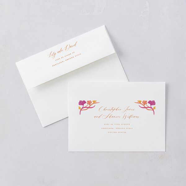 Indian Majestic Legacy Elephants Save The Date Card Envelopes White Mulberry Both Recipient and Return Addresses Signature Standard