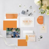 Retro Sunburst Save the Date Cards Pumpkin Signature smooth Blank No