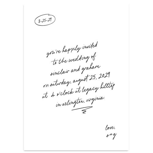 Sunny Day Modern Script Wedding Invitations Pure White Signature Blank No Standard