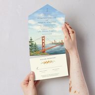 Scenic San Francisco All-in-One Wedding Invitations Pale Blue Signature Light Both Recipient and Return Addresses No