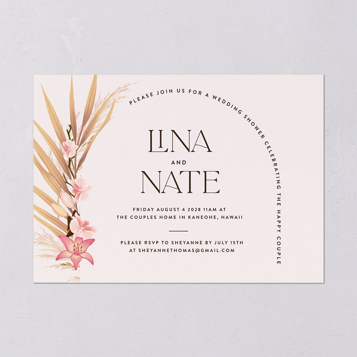 Tropical Oval Bridal Shower Invitations — view 2