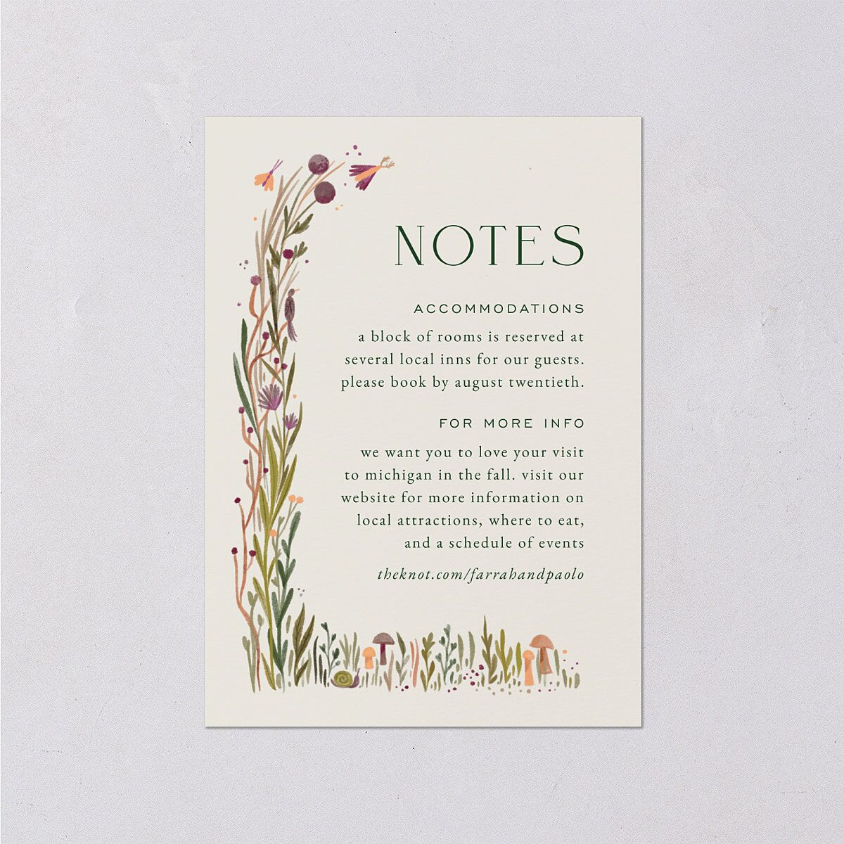 Mushroom Magic Wedding Enclosure Cards Mauve Signature Standard