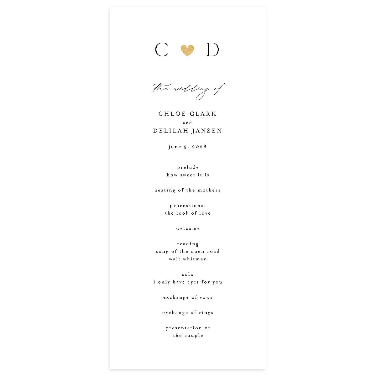 Dainty Heart Wedding Programs