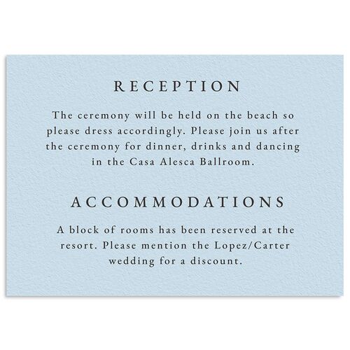 Beach Monogram Wedding Enclosure Cards Baby Blue Signature Standard
