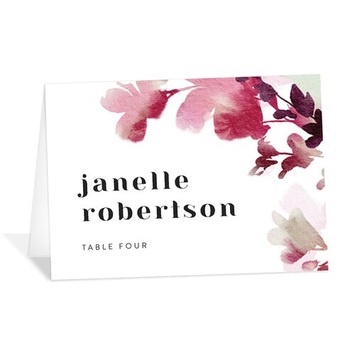 Watercolor Blooms Place Cards Merlot Signature