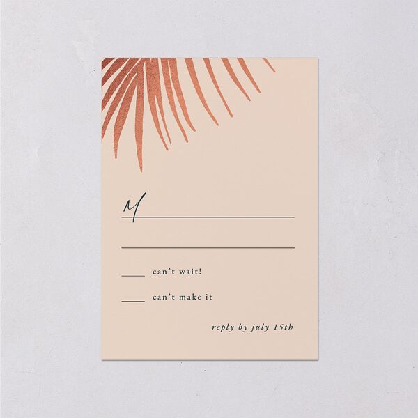 Lavish Palm Wedding Response Cards Rose Gold Deep Lake Signature Standard