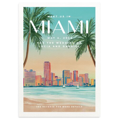 Meet Us In Miami Wedding Invitations Turquoise Signature Blank No Standard