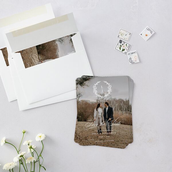 Branches Monogram Save The Date Magnets Olive Magnet Paper