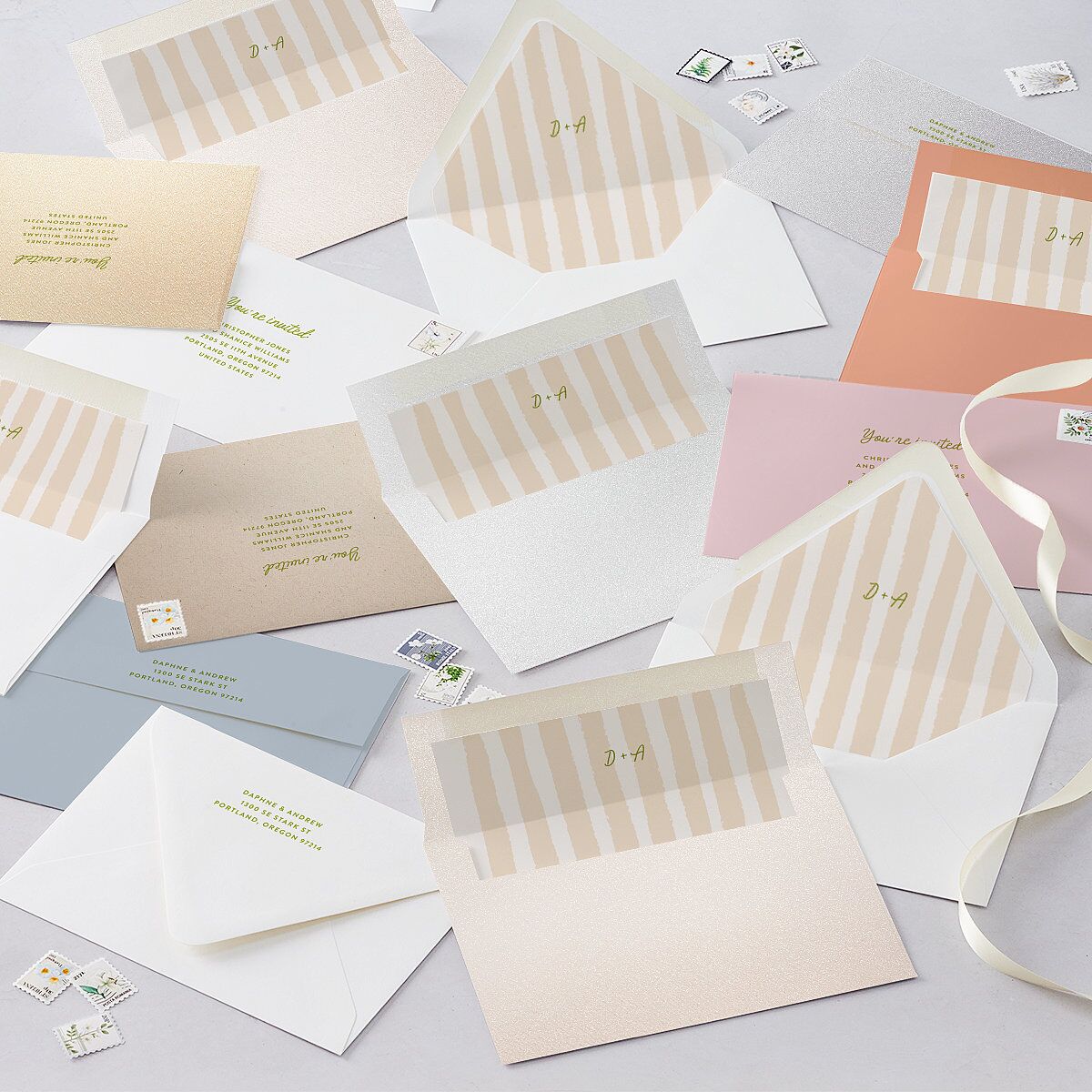 Eclectic Painted Stripes Euro Envelope Liners Pear Luxe