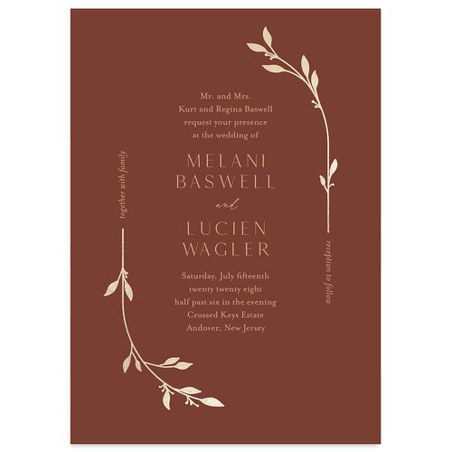 Gilded Sprigs Foil Wedding Invitations Gold Copper Signature Blank No Standard