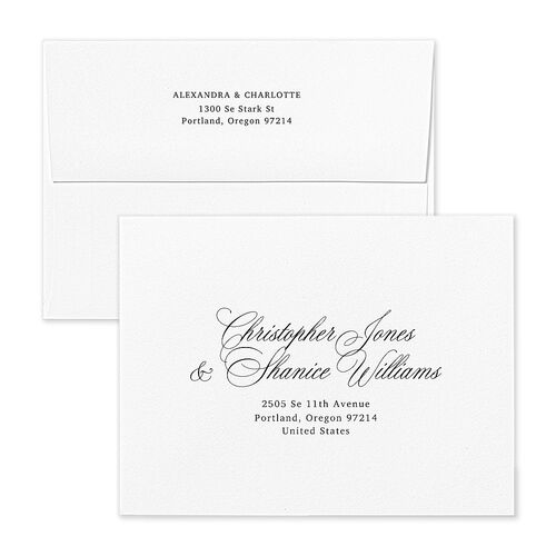 Elegant Old Money Script Photo Save the Date Petite Card Envelopes White Pure White Both Recipient and Return Addresses Signature Standard