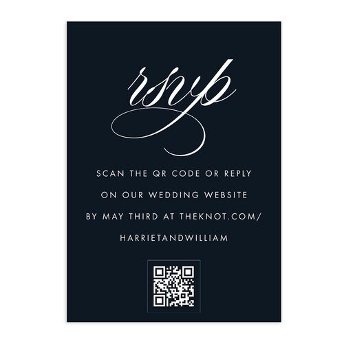 Polished Frame QR Code RSVP Cards Dark Navy Signature Standard
