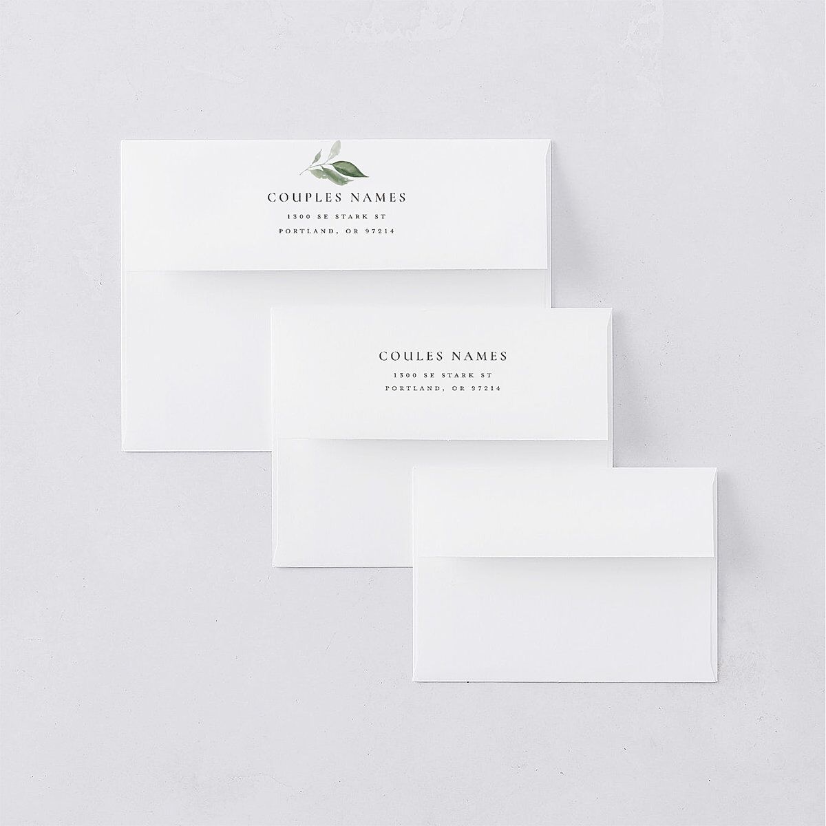 Timeless Bouquet Rehearsal Dinner Invitation Envelopes White Standard Dusty Blue Both Recipient and Return Addresses Signature