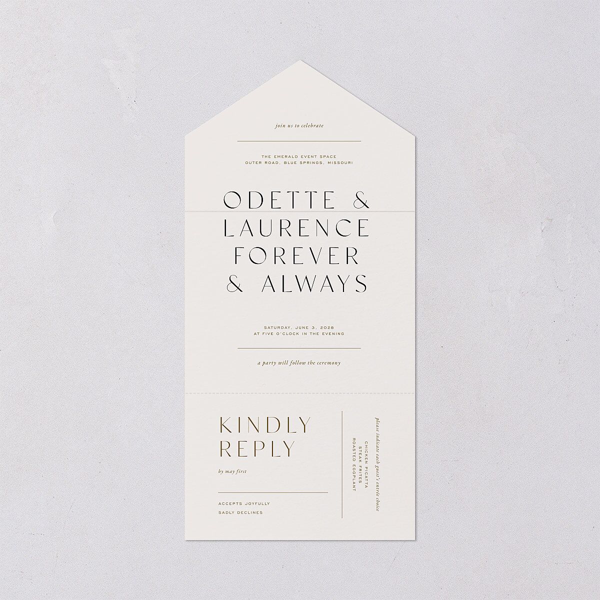 Surround All-in-One Wedding Invitations Mist Signature Light Both Recipient and Return Addresses No