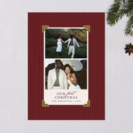 First Christmas Photo Album Holiday Cards Merlot Signature Blank Landscape Standard