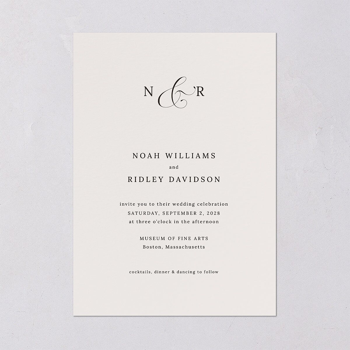 Elegant Polished Minimalist Wedding Invitations Linen Signature Blank No Standard