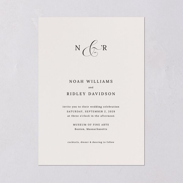 Elegant Polished Minimalist Wedding Invitations Linen Signature Blank No Standard