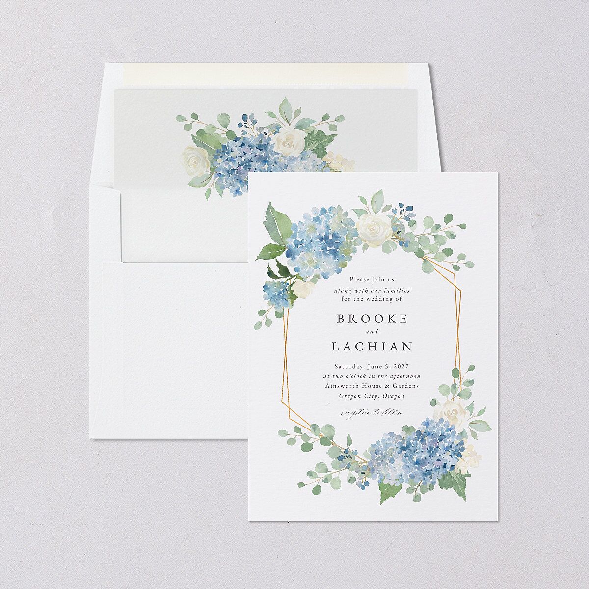 Elegant Hydrangea Standard Envelope Liners Dusty Blue Standard