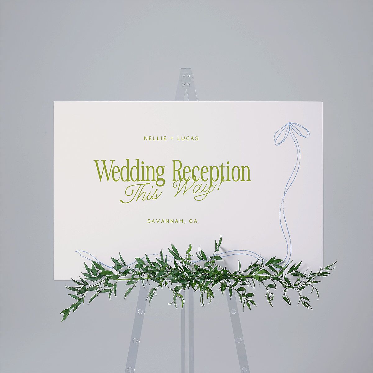 Modern Delicate Bows Standard Direction Sign Large Peridot Standard Indoor Foam Core L Direction